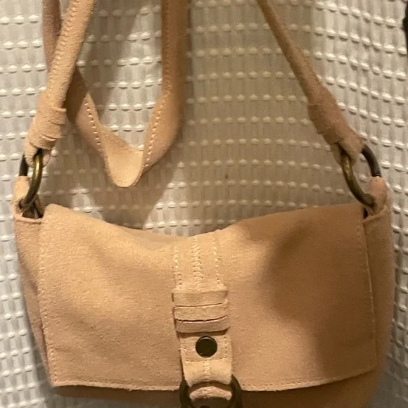 Tan suede Crossbody Bag with Tassel Accent - Picture 12 of 16